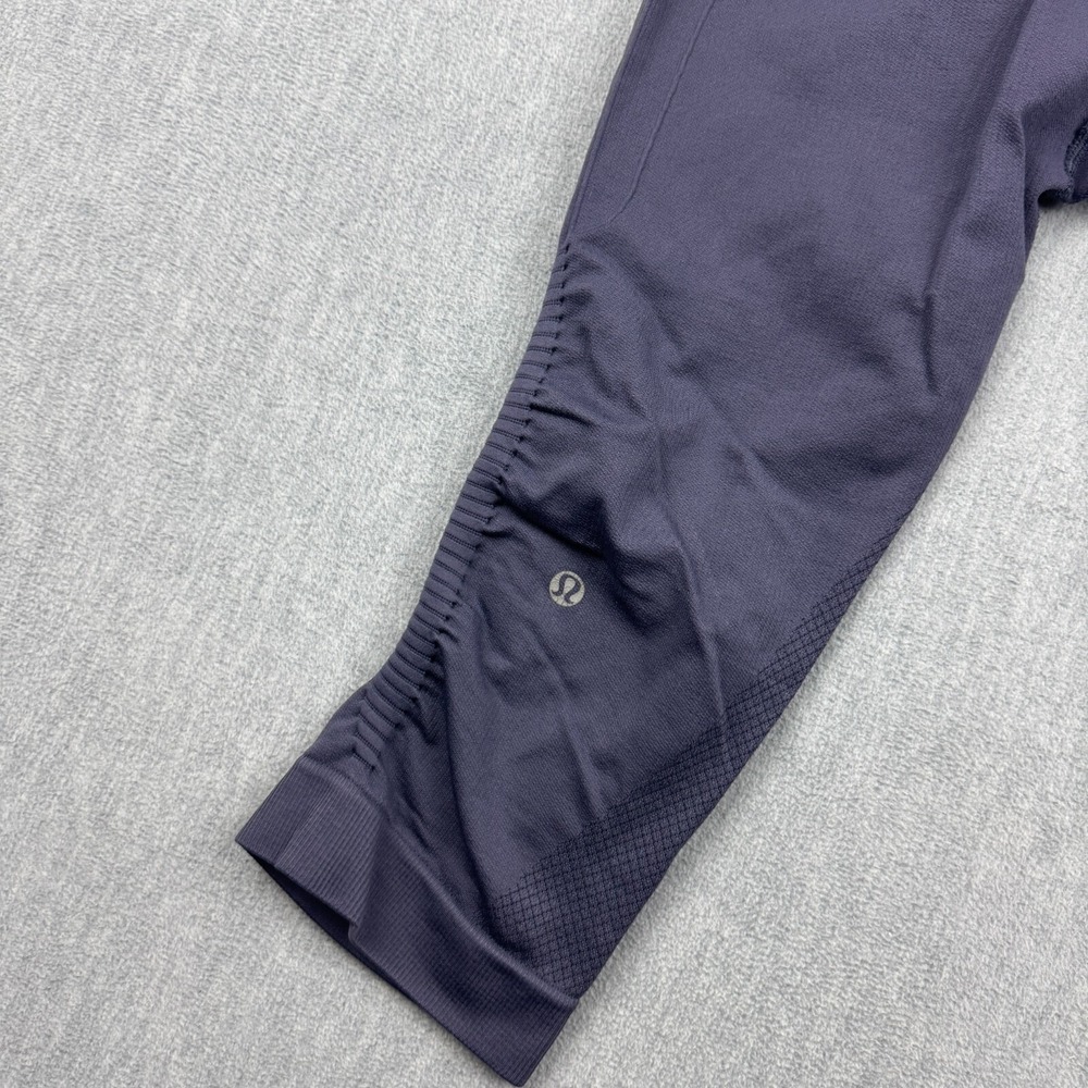 Lululemon Leggings Womens 6 Blue In The Flow Crop 18" Ruched Yoga Gym Pants - Picture 12 of 13